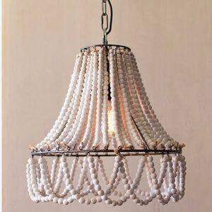 White Beaded Chandelier Pendant Light Boho Style